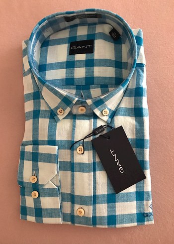 Mavi Kareli keten Erkek Gömlek - Görsel 2