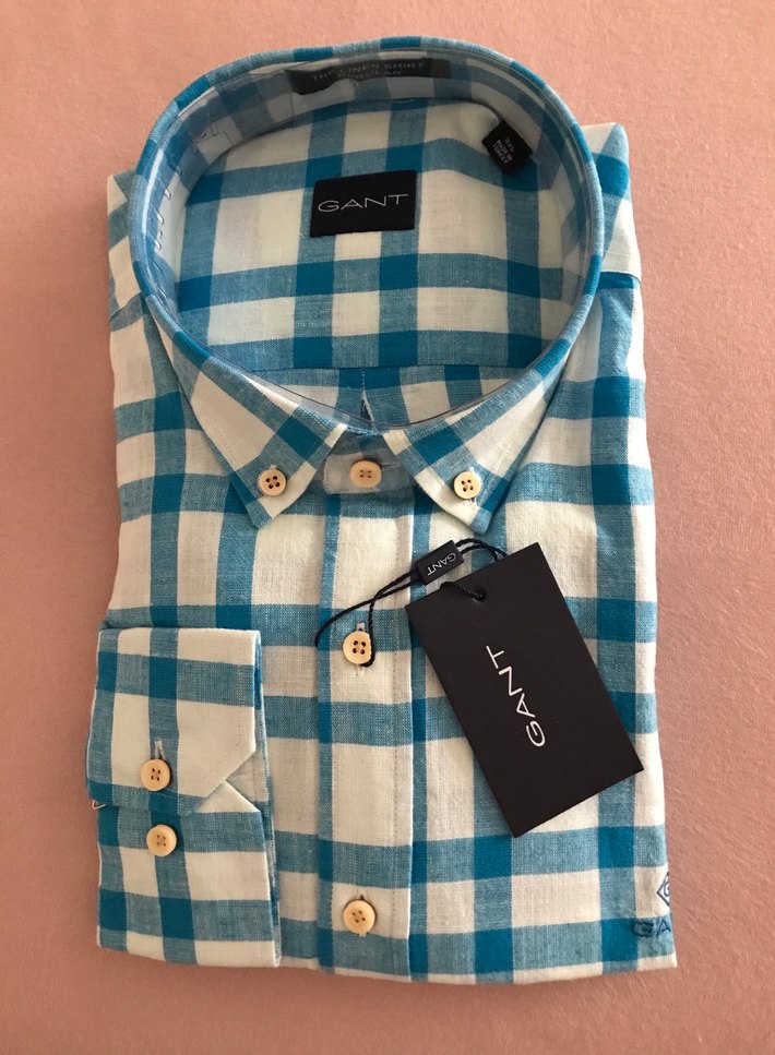 Mavi Kareli keten Erkek Gömlek - Görsel 2