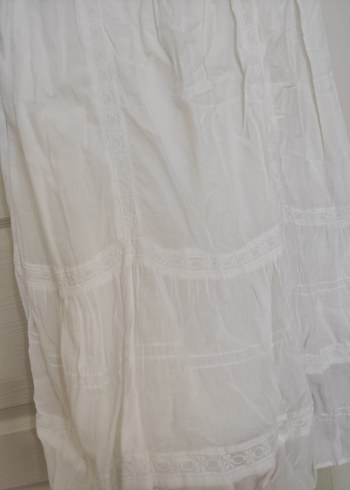 Beyaz Keten uzun  Etek - Görsel 3