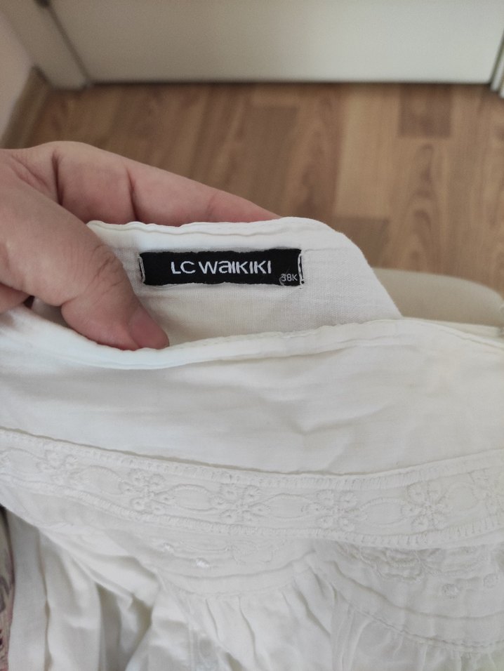 Beyaz Keten uzun  Etek - Görsel 5