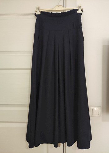 Kadın lacivert Pilili Uzun Etek - Görsel 3