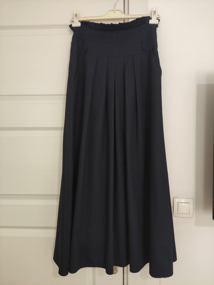 Kadın lacivert Pilili Uzun Etek - Görsel 3