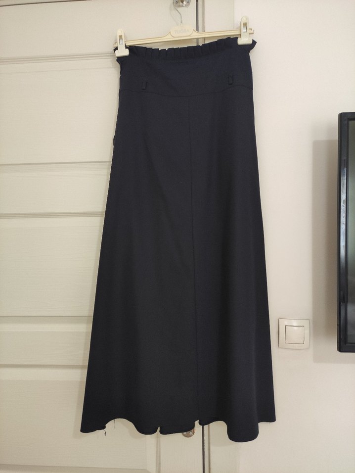 Kadın lacivert Pilili Uzun Etek - Görsel 4