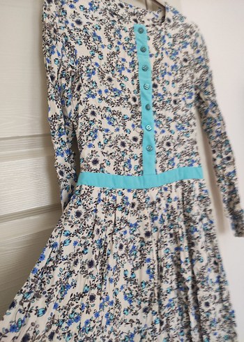 Uzun Kollu Bohem Çiçek Desenli Uzun Elbise - Görsel 6