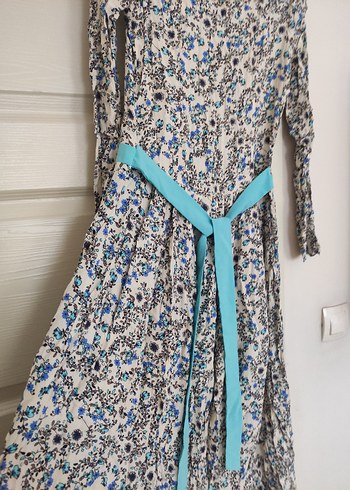 Uzun Kollu Bohem Çiçek Desenli Uzun Elbise - Görsel 4