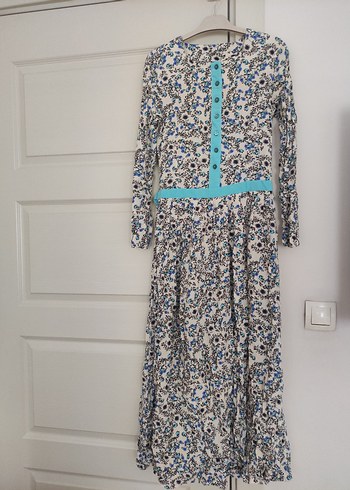 Uzun Kollu Bohem Çiçek Desenli Uzun Elbise - Görsel 2