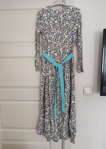 Uzun Kollu Bohem Çiçek Desenli Uzun Elbise - Görsel 3