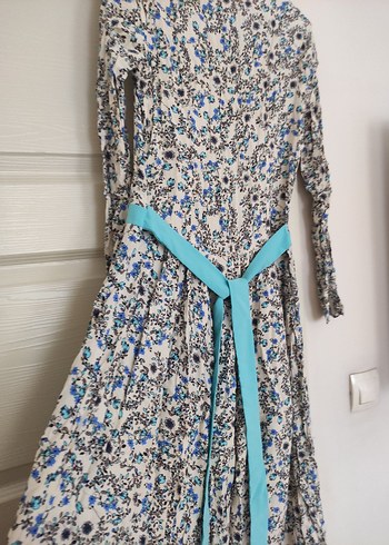 Uzun Kollu Bohem Çiçek Desenli Uzun Elbise - Görsel 5