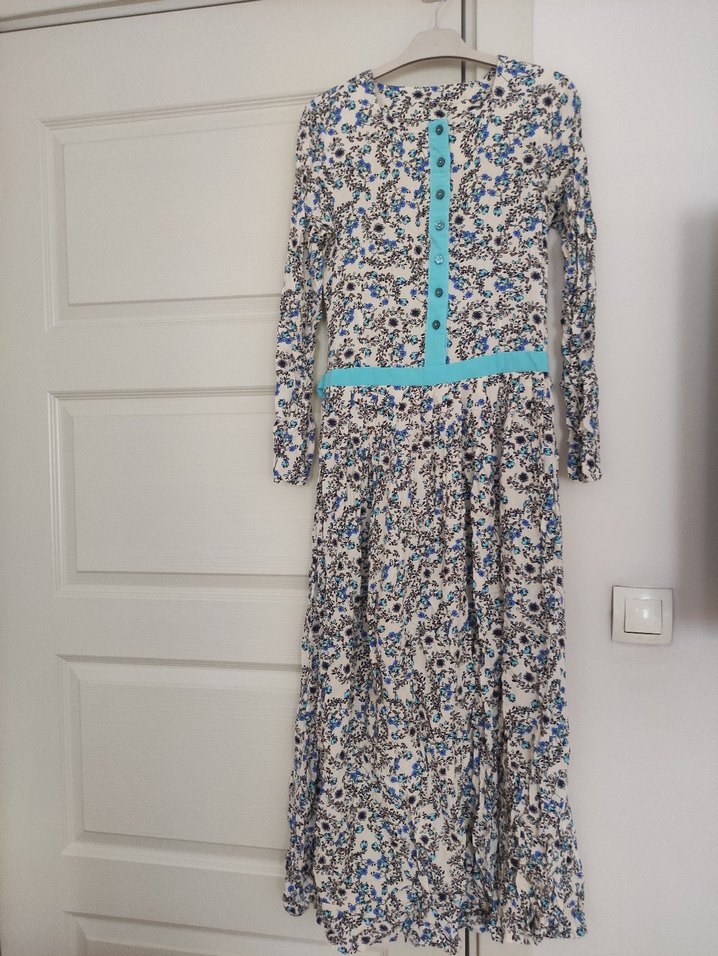 Uzun Kollu Bohem Çiçek Desenli Uzun Elbise - Görsel 2