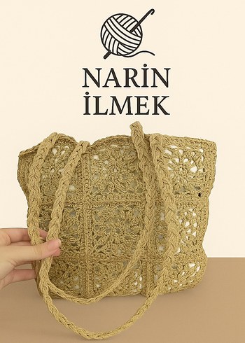 Bej Örgü Dantel Bohem Kadın Çanta