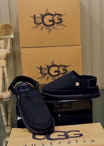Ugg UGG Önü Siyah Cırtlı Terlik