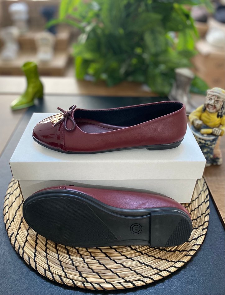 Tory Burch Bordo Tokalı Kadın Düz Babet - Görsel 2