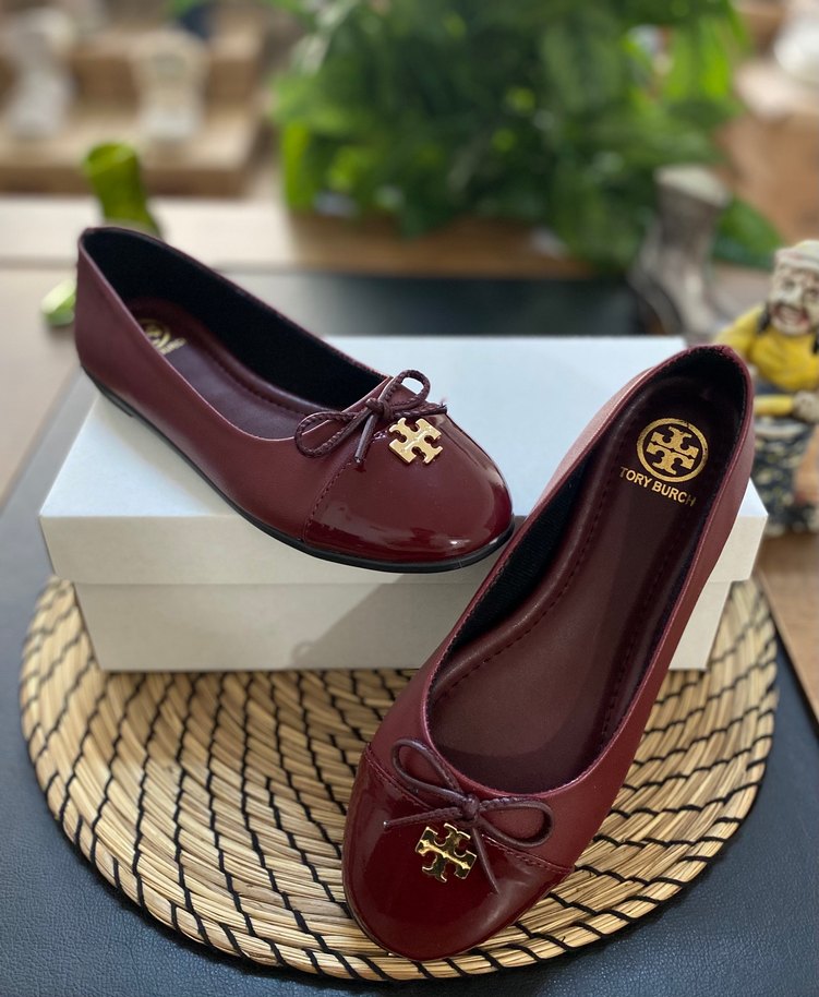 Tory Burch Bordo Tokalı Kadın Düz Babet - Görsel 3