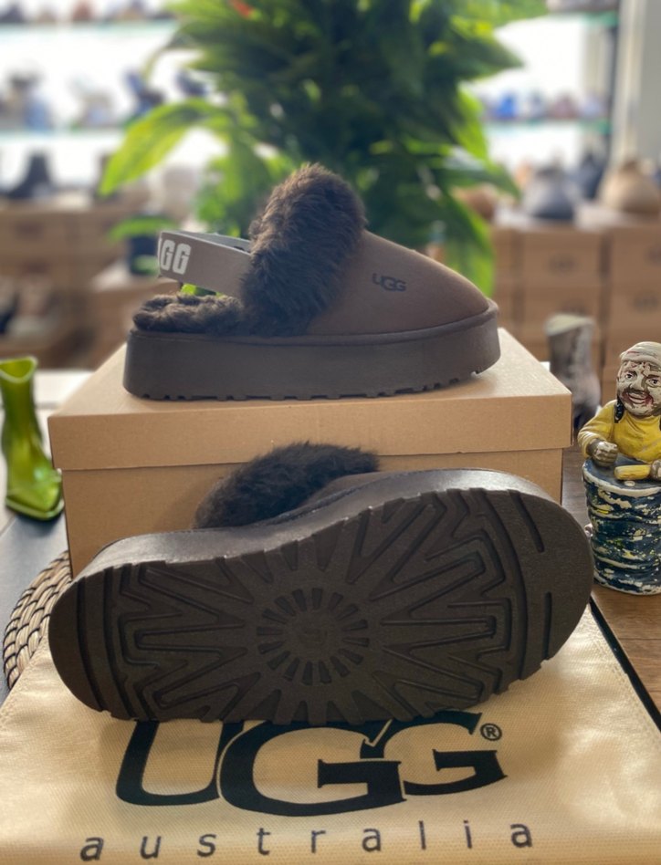 UGG Kahverengi Kürklü Lastikli Terlik - Görsel 2