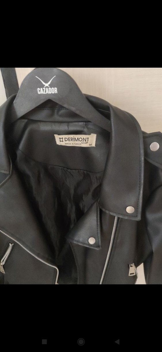 Siyah Kısa  Deri Ceket iç astar bir kısım yırtılmış - Görsel 3