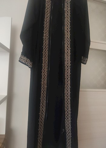 Nakışlı Siyah Uzun Kadın ferrace - Görsel 2