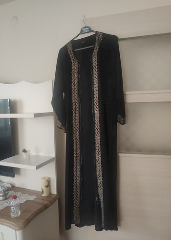 Nakışlı Siyah Uzun Kadın ferrace - Görsel 4