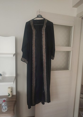 Nakışlı Siyah Uzun Kadın ferrace - Görsel 7