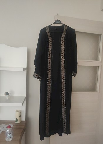 Nakışlı Siyah Uzun Kadın ferrace - Görsel 6