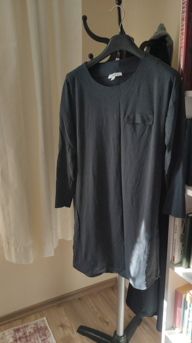 gri Kadın Uzun Kollu Midi Tunik - Görsel 5