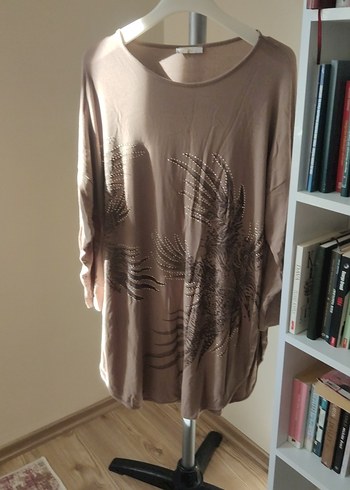 Uzun Kollu Bej Tunik - Görsel 6