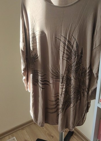 Uzun Kollu Bej Tunik - Görsel 2