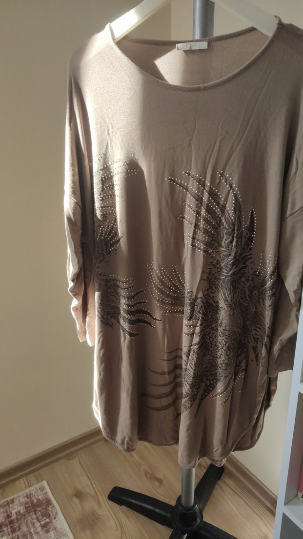 Uzun Kollu Bej Tunik - Görsel 3