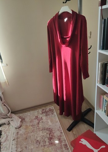 Bordo Uzun Kollu Salaş Elbise - Görsel 5