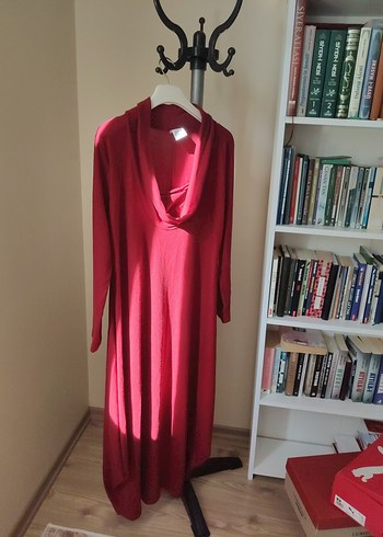 Bordo Uzun Kollu Salaş Elbise - Görsel 2