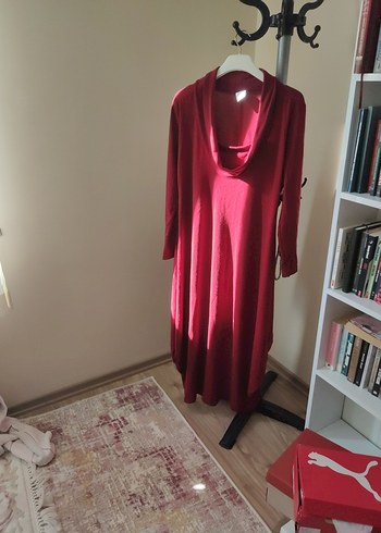 Bordo Uzun Kollu Salaş Elbise - Görsel 6