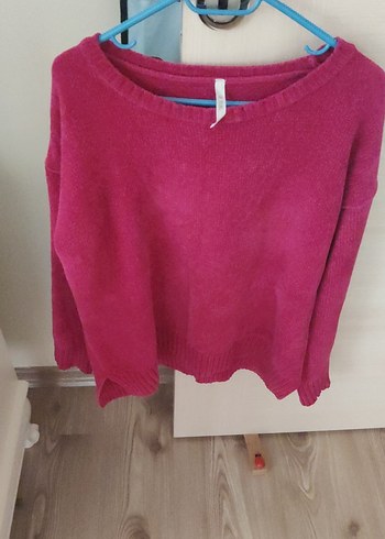 Pembe Örgü Kadın Kazak - Görsel 6