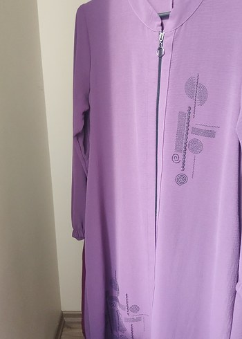Mor Uzun Kollu Düğmeli hırka - Görsel 11