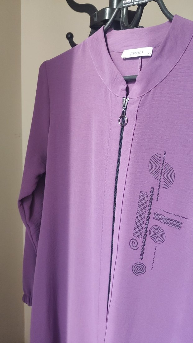 Mor Uzun Kollu Düğmeli hırka - Görsel 4