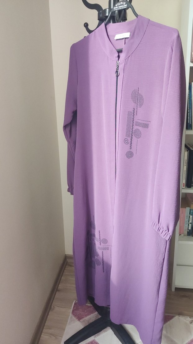 Mor Uzun Kollu Düğmeli hırka - Görsel 3