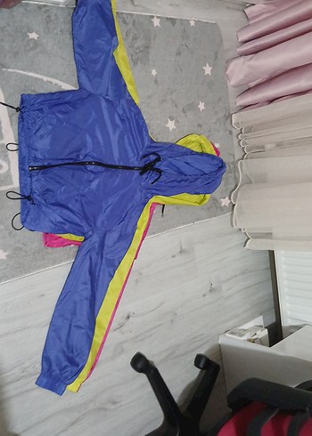 s Beden kadın Kapüşonlu Pembe Yağmurluk