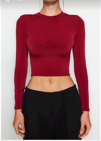 trendyolmilla bordo bluz - Görsel 3