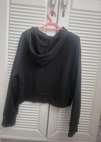 Siyah Kapüşonlu Kadın Sweatshirt - Görsel 4