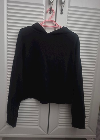 Siyah Kapüşonlu Kadın Sweatshirt - Görsel 3