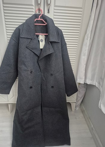 kadın antrasit renk kaban - Görsel 3