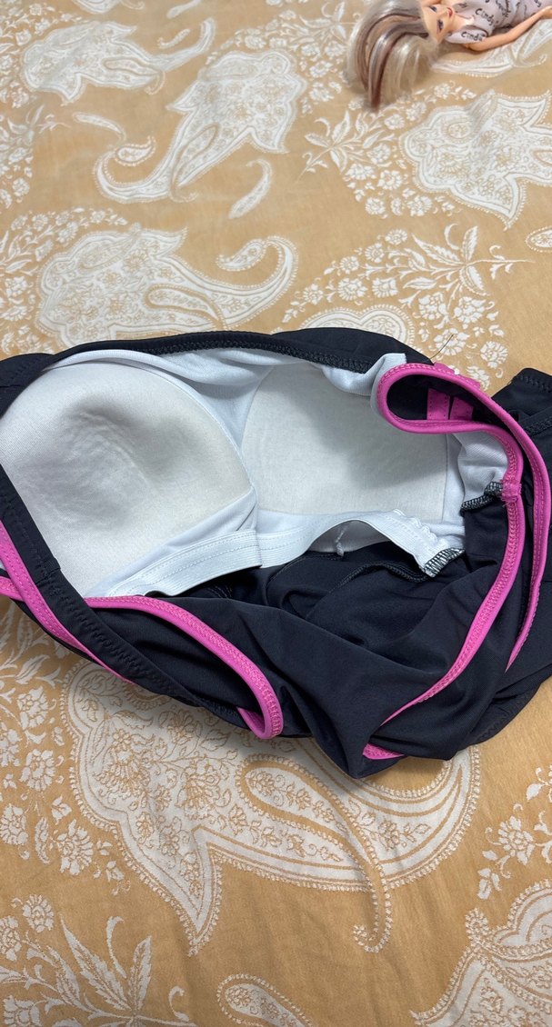 Fermuarlı Pembe Şeritli Siyah Kadın Mayo - Görsel 2