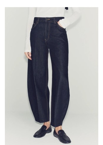 Zara Koyu Lacivert Yuksek Bel Denim Pantolon