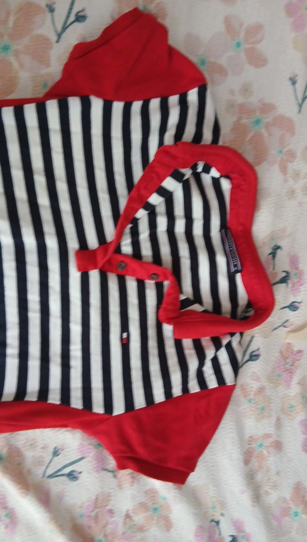 Kırmızı Çizgili V Yaka Midi Elbise - Görsel 2