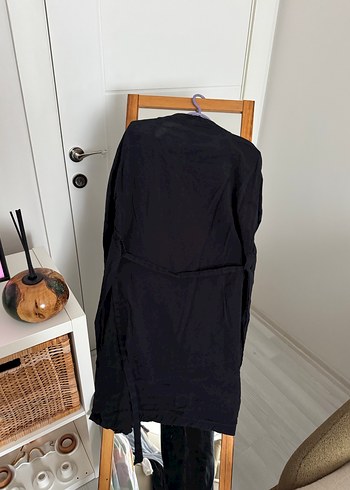 Kadın Siyah Uzun Kollu Rahat Kesim Uzun sweat Elbise - Görsel 4