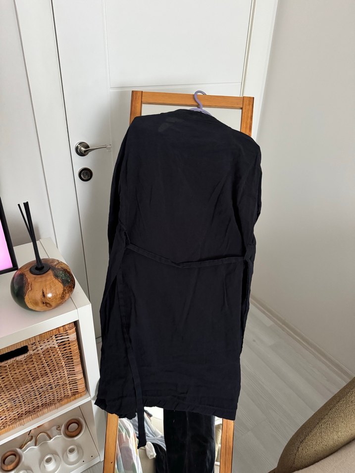 Kadın Siyah Uzun Kollu Rahat Kesim Uzun sweat Elbise - Görsel 4