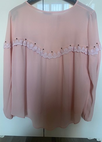 Robin Pembe Dantel Detaylı Uzun Kollu Bohem Bluz