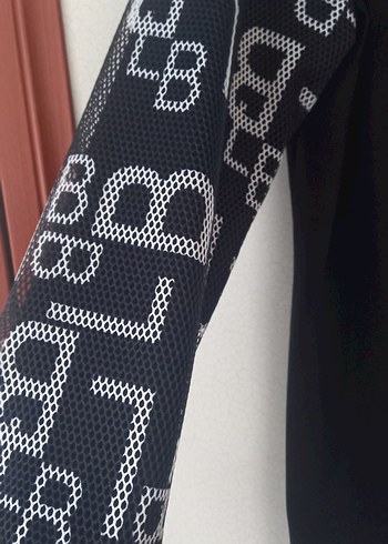 Uzun Siyah Desenli Fermuarlı Kadın Kaban - Görsel 2