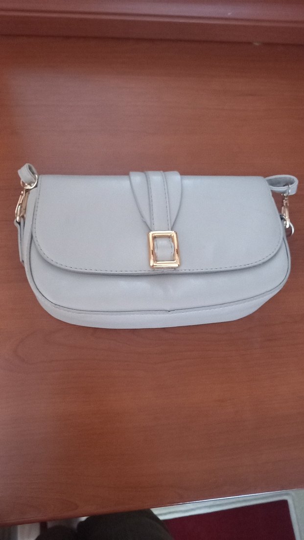 Gri Deri Tokalı Modern Kadın Çantası - Görsel 2