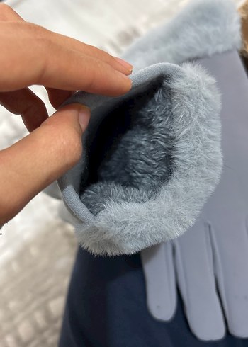 Gri Kürklü kar eldiveni - Görsel 2