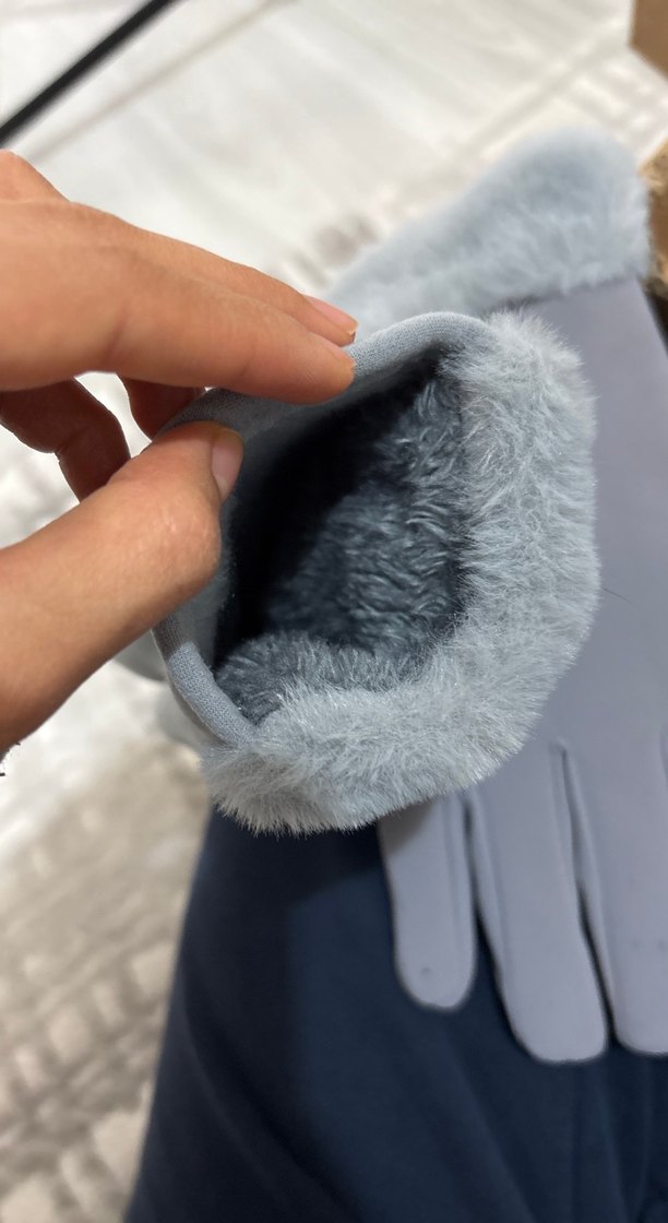 Gri Kürklü kar eldiveni - Görsel 2