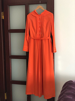 40 Beden turuncu Renk Tesettür elbise